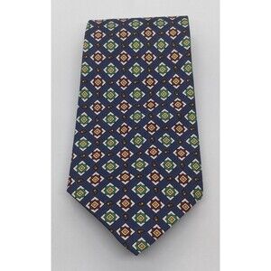 Polo Ralph Lauren Silk Necktie. Blue Designer Men's Tie Multicolor Shapes. EUC